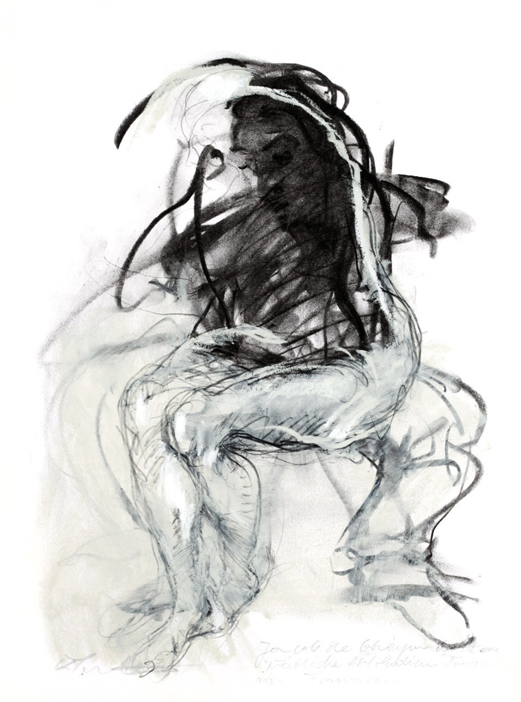 Krzysztof Juretko, Jacob de Gheyn Starszy, „Studium aktu”, przez scenę tańca 1, węgiel, neopast el, ołówek, 42,0 x 29,7 cm, 2012 (xródło: materiały prasowe organizatora)