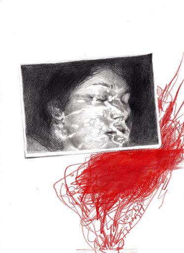 Maess, „Excessive”, rysunek, kredka akwarelowa, flamaster, kolaż na papierze, 30 x 21 cm, 2010, własność artystki (źródło: materiały prasowe organizatora)