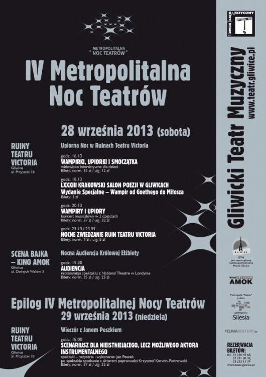 Metropolitalna Noc Teatrów w Gliwickim Teatrze Muzycznym, plakat (źródło: mat. organizatora)