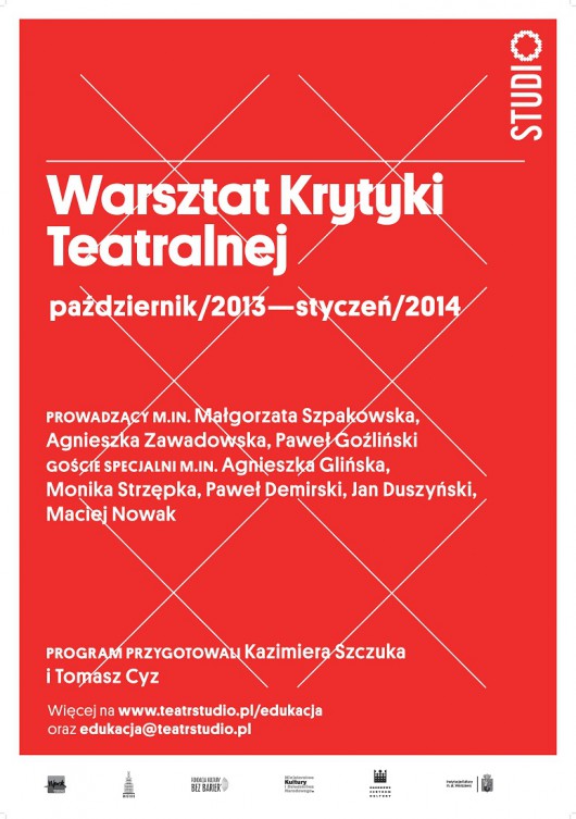 Warsztat Krytyki Teatralnej, plakat (źródło: materiały prasowe organizatora)