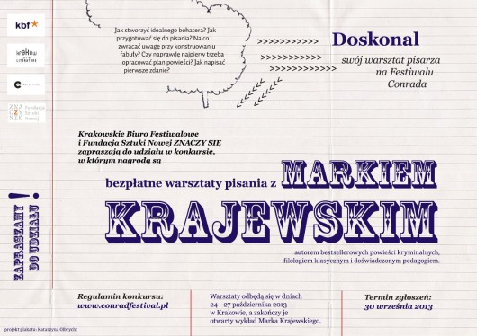 „Warsztat pisarza” z Markiem Krajewskim – plakat (źródło: materiały prasowe)
