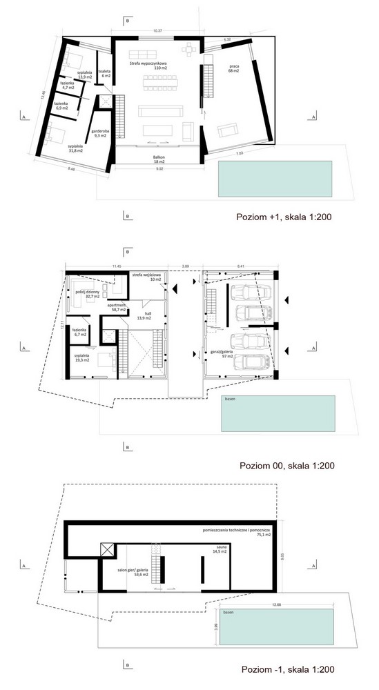 Dom Zagrodowy, proj. BXBstudio, rzuty (źródło: materiały prasowe)