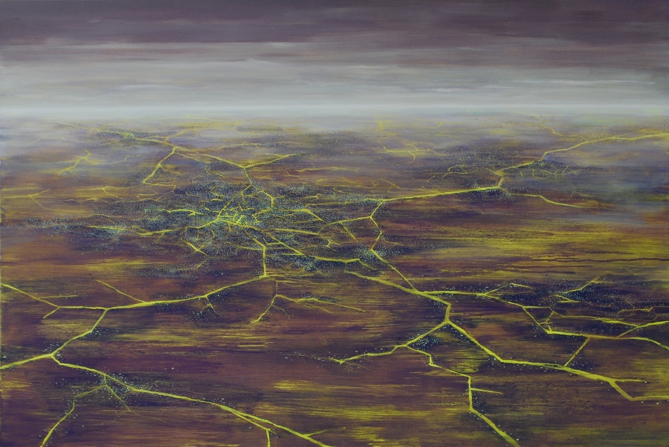 Juliusz Kosin (ASP Kraków), „Narośl po horyzont ludzka V”, olej na płótnie, 150 x 105 cm, 2013, Grand Prix (źródło: materiały prasowe organizatora)