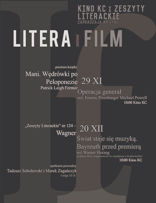 „Litera i Film” Kino KC w Warszawie, plakat (źródło: materiały prasowe)