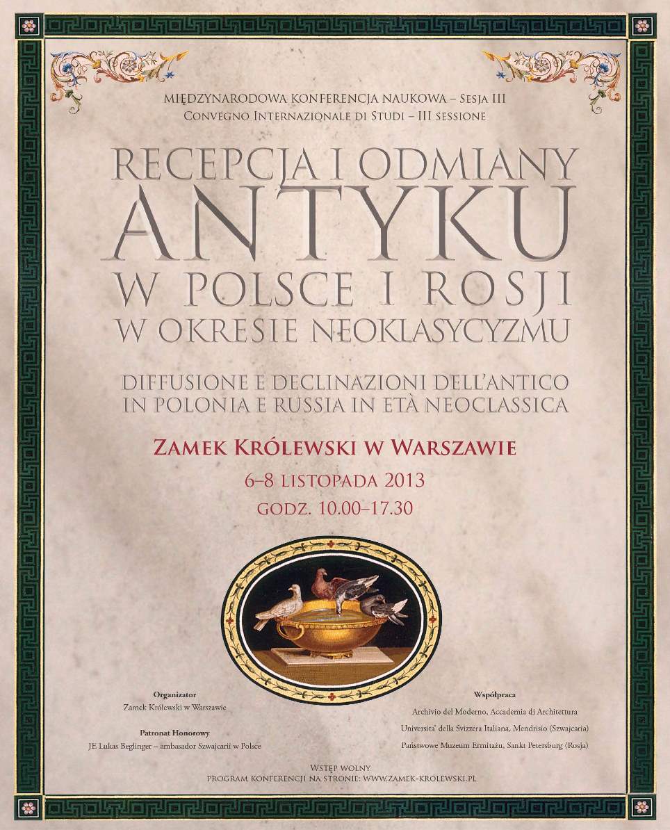„Recepcja i odmiany antyku w Polsce i Rosji w okresie neoklasycyzmu” – plakat (źródło: materiały prasowe)