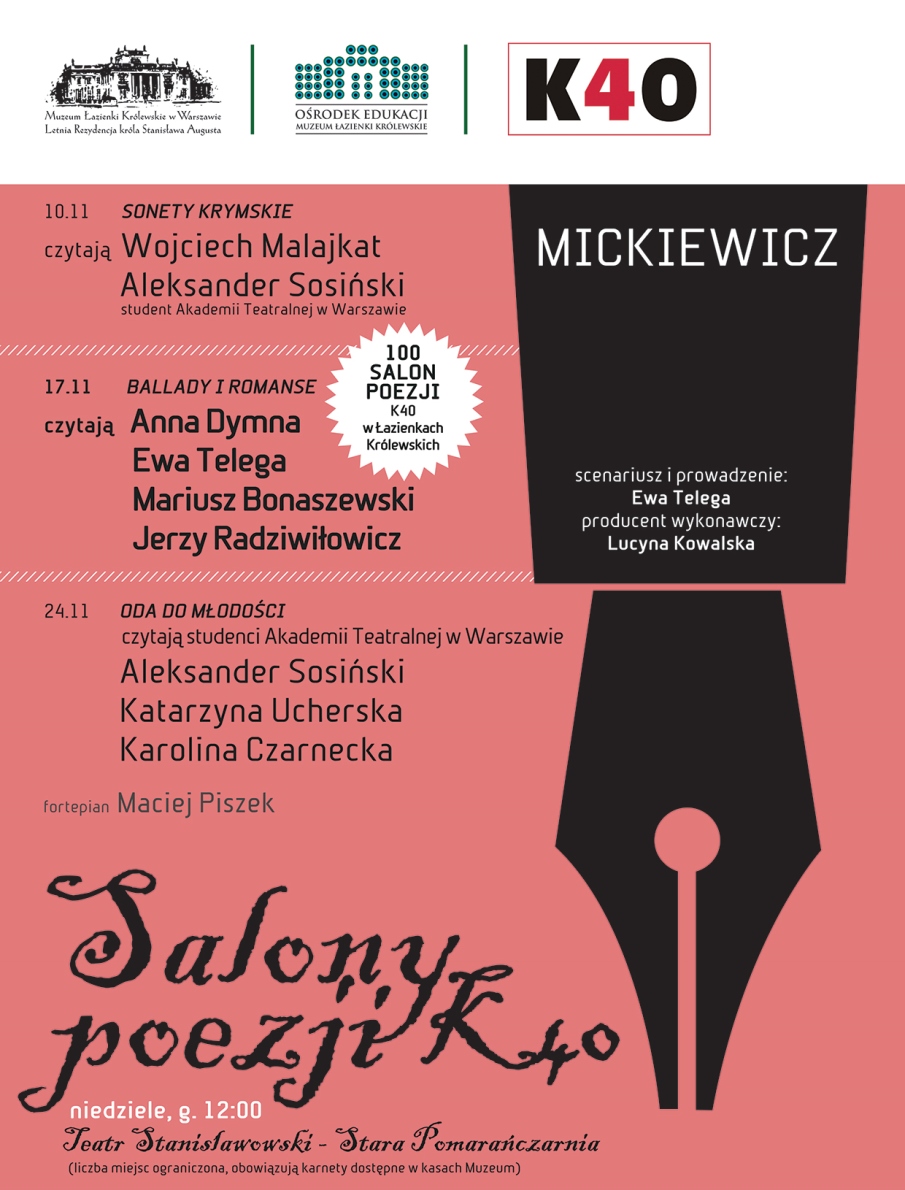 Salony Poezji – Adam Mickiewicz – plakat (źródło: materiały prasowe)