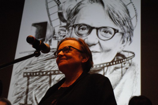 Agnieszka Holland na otwarciu wystawy (źródło: materiały prasowe organizatora, archiwum Muzeum Kinematografii)