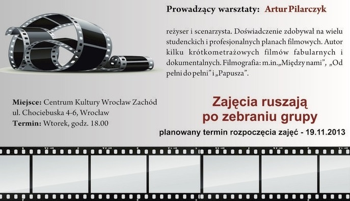 Warsztaty filmowe z Arturem Pilarczykiem (źródło: materiały prasowe organizatora)