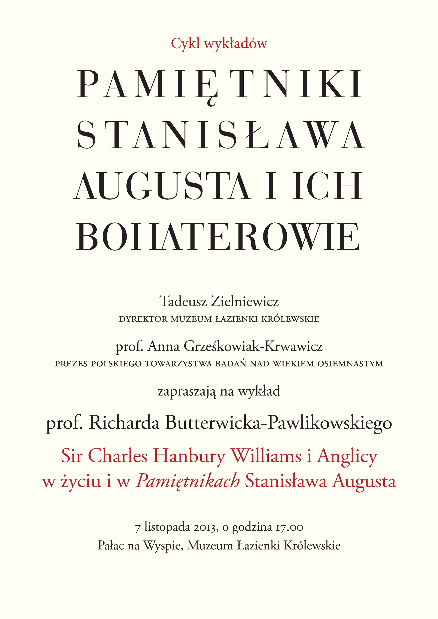 „Pamiętniki Stanisława Augusta i ich bohaterowie”, plakat (źródło: materiały prasowe)