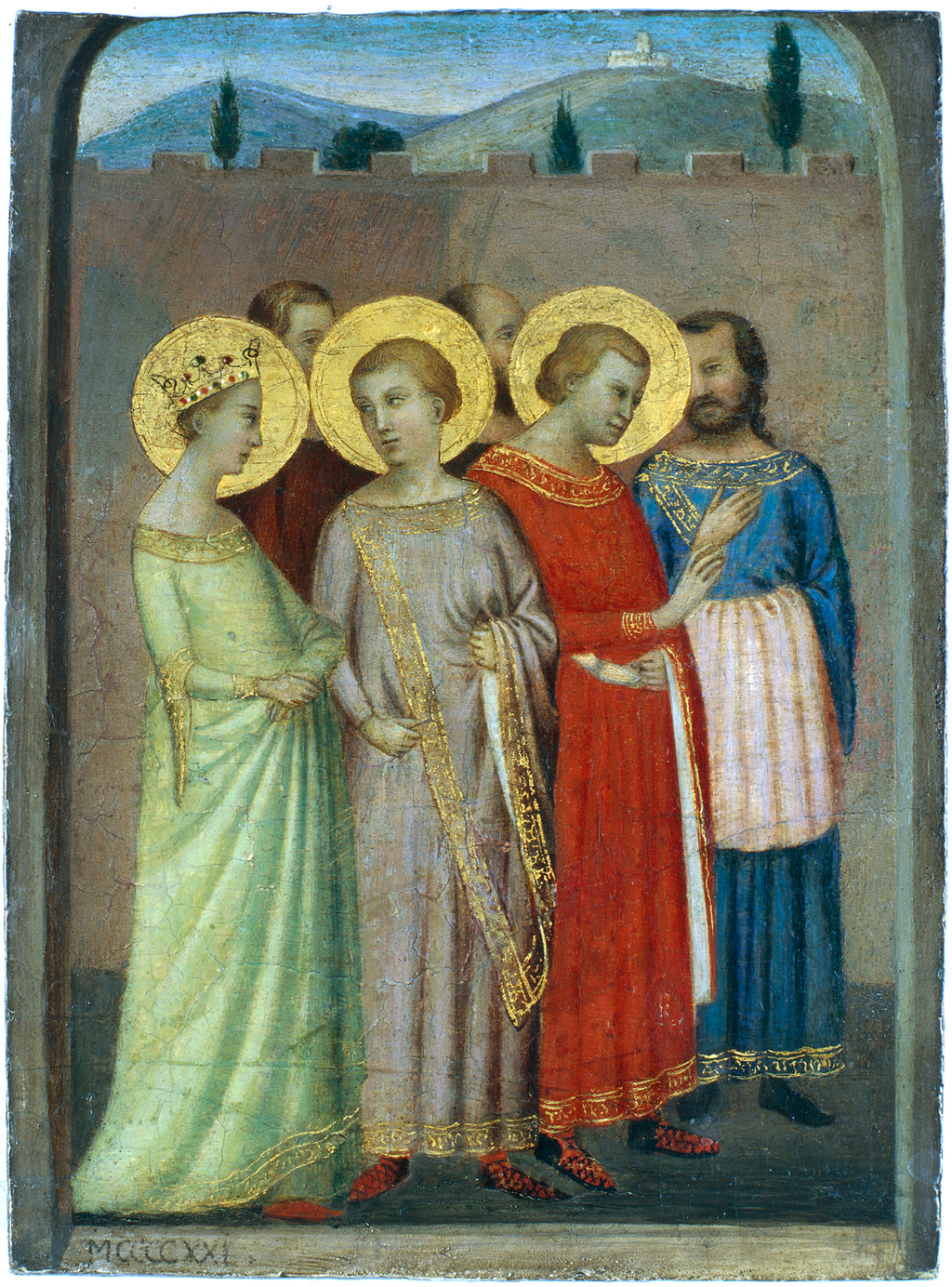 Bernardo Daddi (ok. 1290–1348), Grupa świętych, tempera, deska, 18,5 × 13,7 cm. Własność Fundacji Książąt Czartoryskich, depozyt w Muzeum Narodowym w Krakowie, nr inw. XII-180 (źródło: materiały prasowe organizatora)