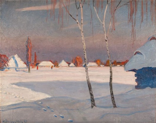 Henryk Szczygliński, „Zima”, niedatowany, olej na tekturze, 33,5x42 cm, własność prywatna (źródło: materiały prasowe organizatora)
