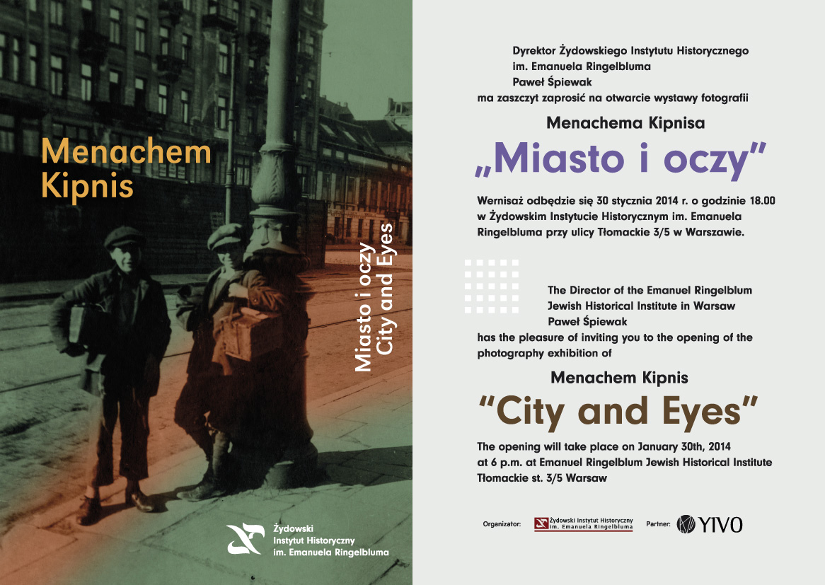 Menachem Kipnis „Miasto i oczy” – zaproszenie (źródło: mat. prasowe Żydowskiego Instytutu Historycznego)