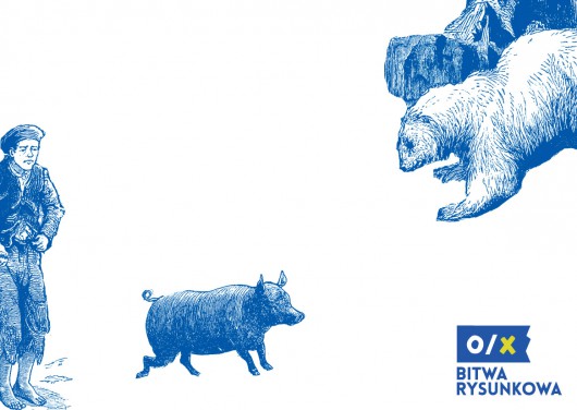 Bitwa rysunkowa, Pocztówka z wieśniakiem, świnią i niedźwiedziem (źródło: materiały prasowe organizatora)