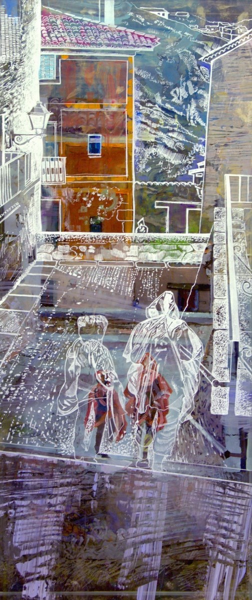 Helena Jacyno, „Cuenka w deszczu”, 2012 – technika własna / szkło (91 x 39 cm) (źódło: materiały prasowe organizatora)