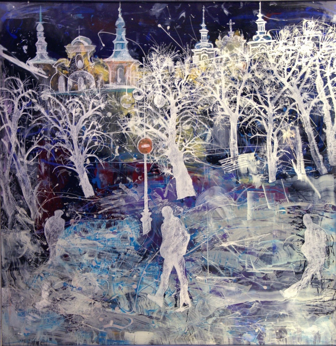 Helena Jacyno, „Śnieg nocą”, 2012 – technika własna / szkło (98 x 98 cm) (źódło: materiały prasowe organizatora)