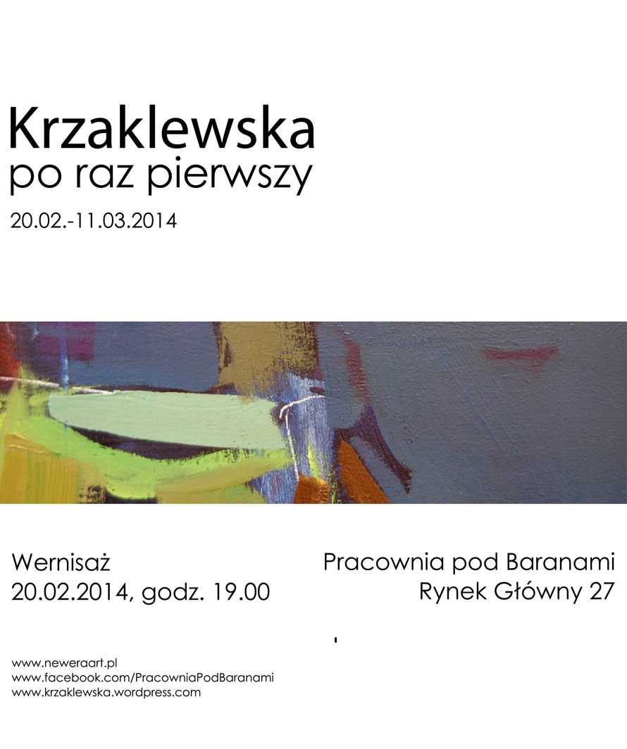 Plakat wystawy „Krzaklewska po raz pierwszy”, Pracownia pod Baranami, Kraków (źródło: materiały prasowe organizatora)