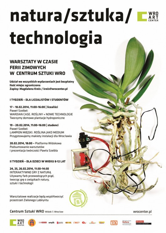 Plakat do warsztatów „Natura / sztuka / technologia”, Centrum Sztuki WRO (źródło: materiały prasowe organizatora)