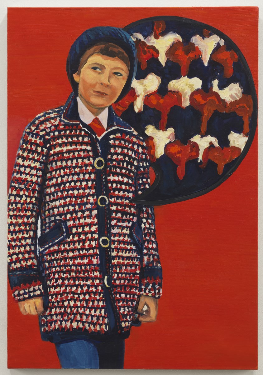 Paulina Ołowska, „Crochet coat”, 2010. Olej na płótnie, 72 x 50 cm, dzięki uprzejmości Metro Pictures (źródło: materiały prasowe organizatora)