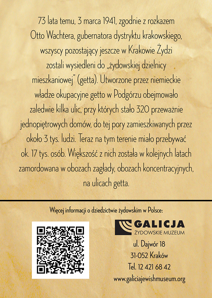 Rocznica utworzenia getta w Krakowie – plakat (źródło: materiały prasowe)