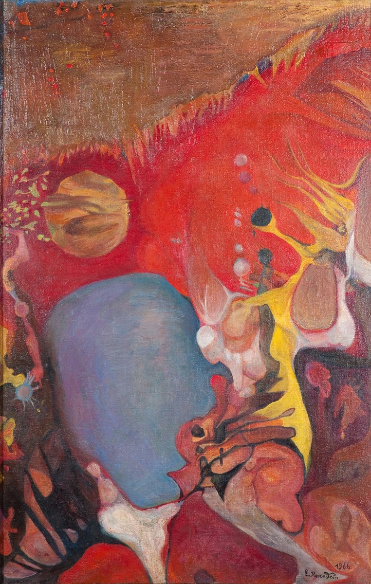 Erna Rosenstein, „Spalenie czarownicy”, 1966, olej, płótno, kolekcja Zachęty Narodowej Galerii Sztuki, fot. Bartek Buśko (źródło: materiały prasowe organizatora)