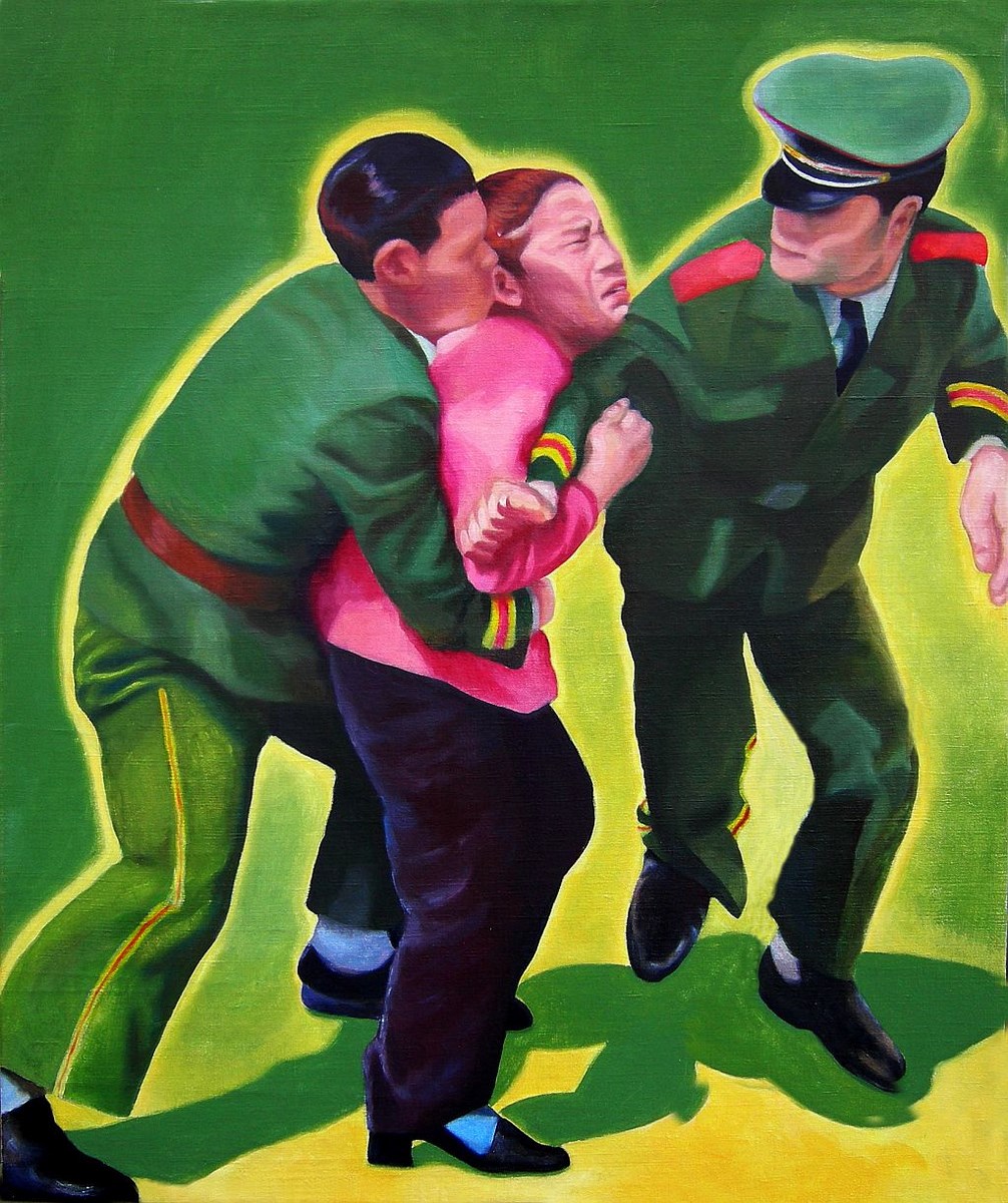 Ewa Ciepielewska, „Zielone uspokaja”, 2006, technika mieszana, płótno, 110 x 100 cm (źródło: materiały prasowe organizatora)