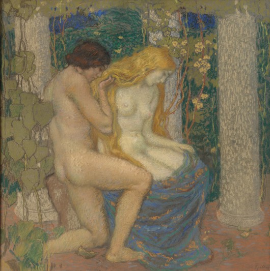 Karel Špillar, „Złote włosy”, 1913, pastel, papier, GASK Galeria Kraju Środkowoczeskiego w Kutnej Horze (źródło: materiały prasowe organizatora)