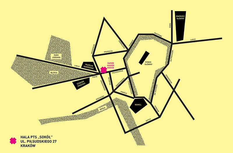 Krakowskie Targi Dobrego Wnętrza – „Papier, kamień, nożyce”, mapa (źródło: materiały prasowe organizatora)