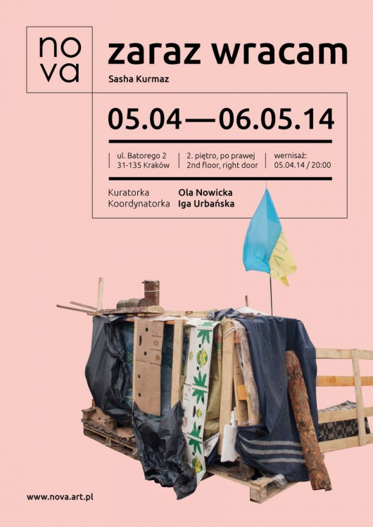 Sasha Kurmaz, „Zaraz wracam”, Art Agenda Nova w Krakowie, plakat (źródło: materiały prasowe organizatora)