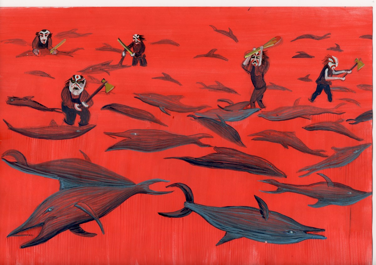 Alicja Łukasiak, „Wyspa Taiji”, 2014, gwasz na papierze (źródło: materiały prasowe organizatora)