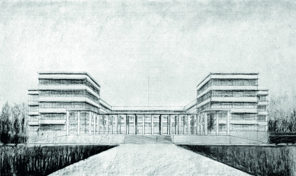 Koncepcja elewacji południowej domu im. Józefa Piłsudskiego w Krakowie, 1932; w: „Architekt”, 1932 (źródło: materiały prasowe organizatora)