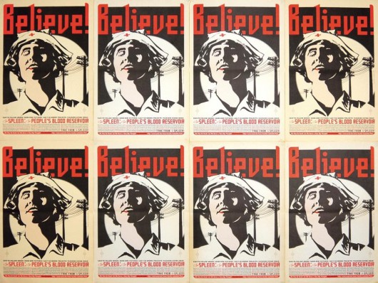 Piotr Szyhalski, Believe!, 1990, druk / printed matter, 8 prac / pieces, 46 x 30,5 cm każda / each (źródło: materiały prasowe organizatora)