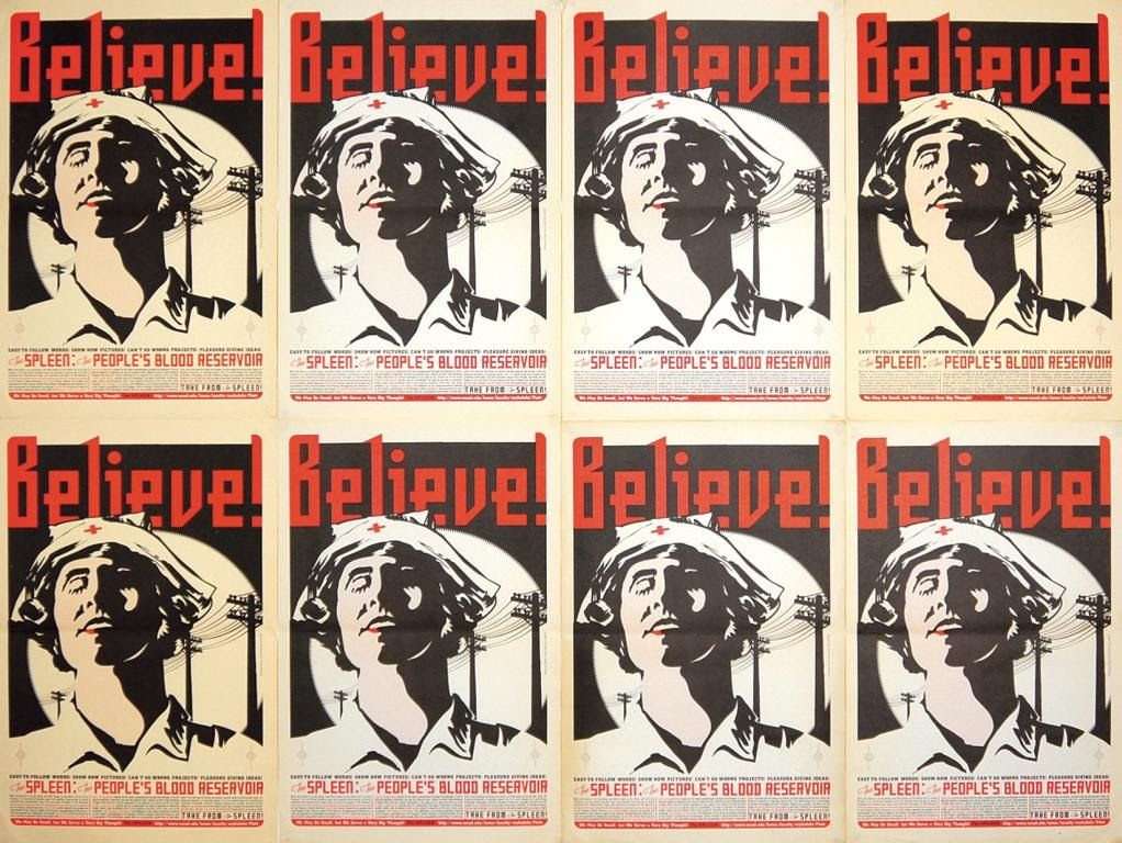 Piotr Szyhalski, Believe!, 1990, druk / printed matter, 8 prac / pieces, 46 x 30,5 cm każda / each (źródło: materiały prasowe organizatora)