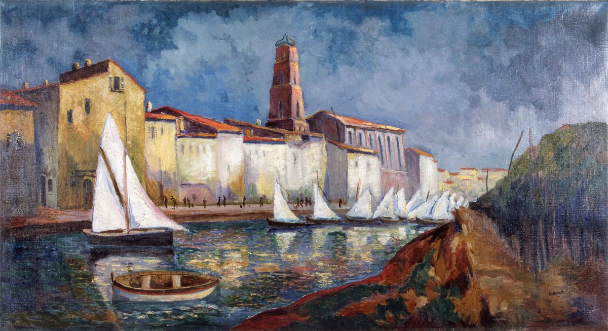 Jan Rubczak, „Port w Martigues koło Marsylii”, ok. 1912–15 (), olej, płótno, 66,3 x 120,3 cm, Foto B. Galus, Narodowe Muzeum Morskie w Gdańsku (źródło: materiały prasowe organizatora)