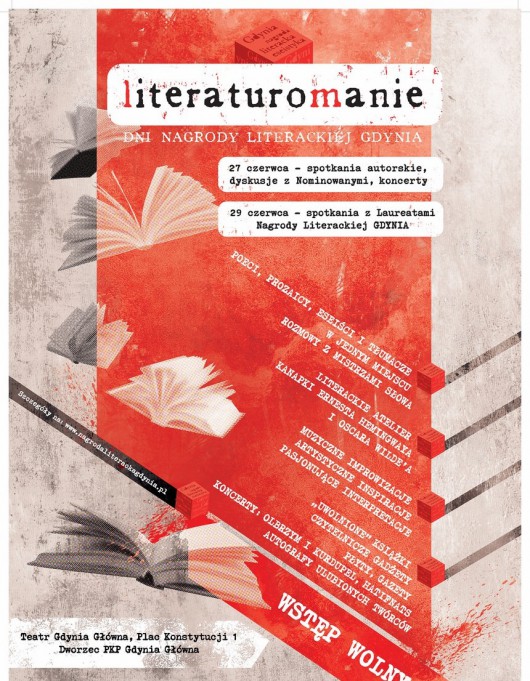 Literaturomanie, Dni Nagrody Litrerackiej Gdynia, plakat (źródło: materiały prasowe organizatora)