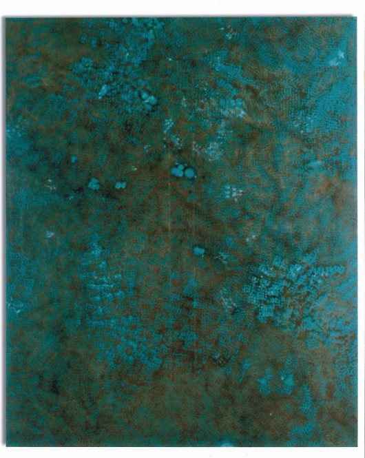 Peter Grzybowski, „Patina/Patyna”, 1996, olej, miedź, płótno, 152 x 122 cm (źródło: materiały prasowe)