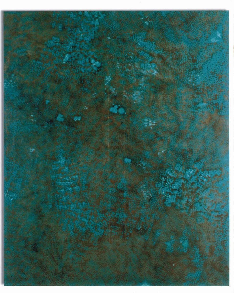 Peter Grzybowski, „Patina/Patyna”, 1996, olej, miedź, płótno, 152 x 122 cm (źródło: materiały prasowe)