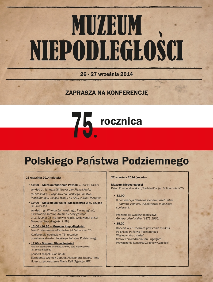 75. rocznica powstania Polskiego Państwa Podziemnego – plakat (źródło: materiały prasowe)