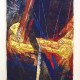 Adam Brincken, z cyklu „Genesis”, „Narodziny Gwiazd Dzień IV”, 2013, akryl na płótnie, złoto, 210 x 106 x 8 cm (źródło: materiały prasowe organizatora)