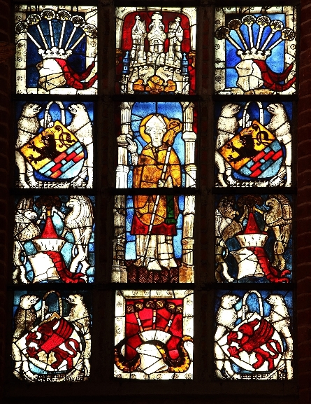 A.N., kawatera okienna z herbami książąt pomorskich, ok. 1410, witraż, Kościół pielgrzymkowy w Kenz (źródło: materiały prasowe Zamku Książąt Pomorskich)