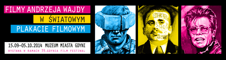 Baner wystawy „Filmy Andrzeja Wajdy w światowym plakacie filmowym”, (źródło: materiały prasowe organizatora)