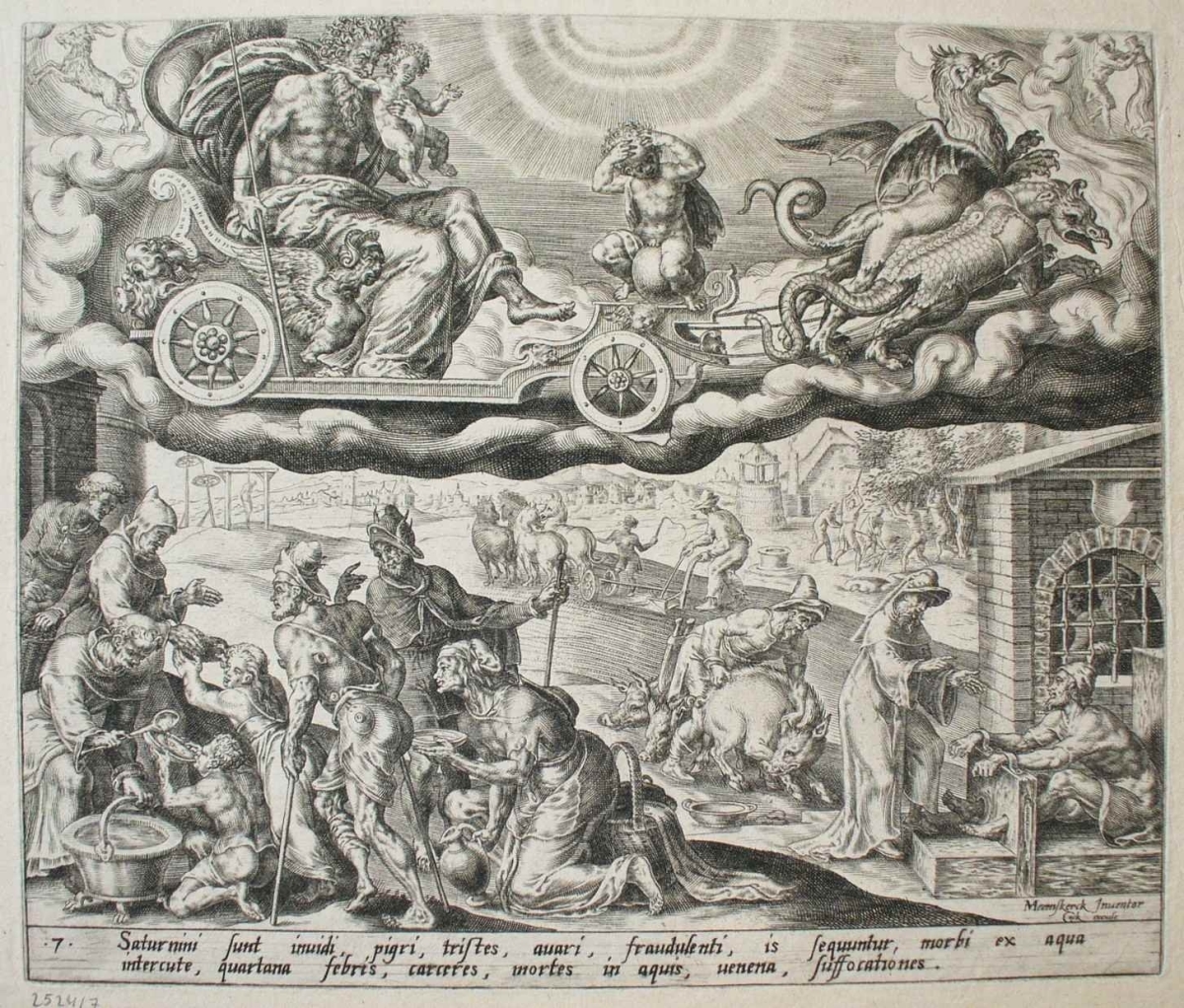 Hermann Jansz Muller (1540–1617), „Saturn”, z serii siedmiu rycin „Planety”, miedzioryt, papier; ze zbiorów Biblioteki Naukowej PAU i PAN w Krakowie (źródło: materiały prasowe Zamku Książąt Pomorskich)