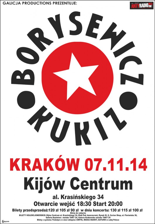 Plakat koncertu Jana Borysewicza i Pawła Kukiza, (źródło: materiał prasowe organizatora)