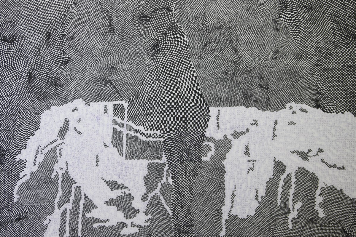 Martyna Ścibior, „Przejęłam to po Tobie”, 2013, akryl, długopis na płótnie, 100x150 cm (źródło: materiały prasowe organizatora)