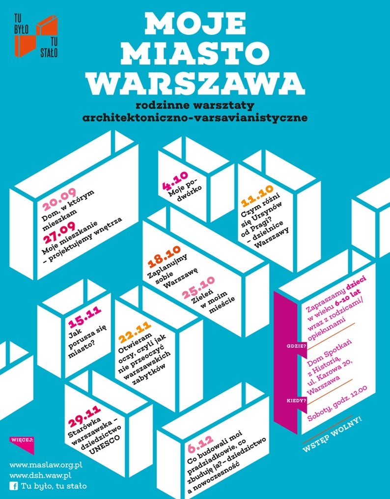 Plakat warsztatów „Moje miasto Warszawa”, (źródło: materiały prasowe organizatora)