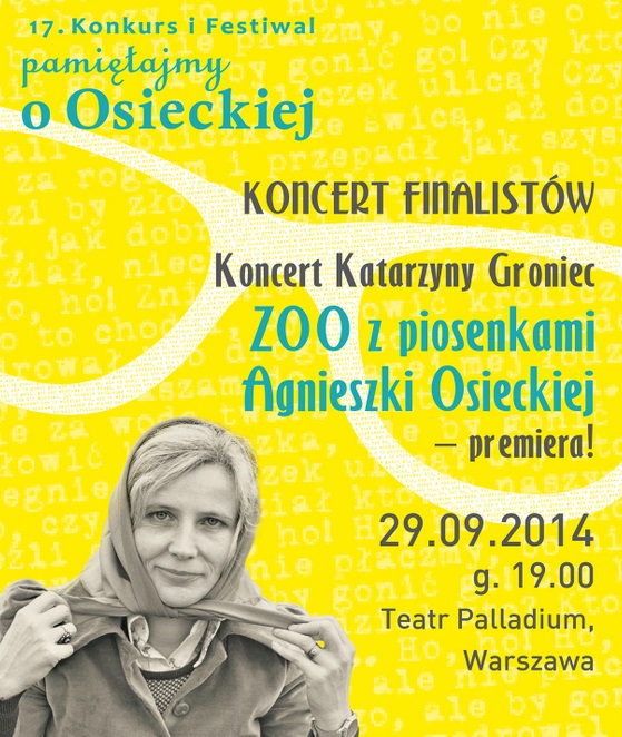 Finał Festiwalu i Konkursu „Pamiętajmy o Osieckiej”, plakat (źródło: materiały prasowe organizatora)