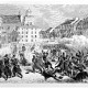 „Powstanie styczniowe w europejskiej ilustracji prasowej. Grafiki z kolekcji Krzysztofa Kura” – ilustracja „Strzelanie do ludu na Placu Zamkowym 8 kwietnia 1861” (źródło: materiały prasowe)