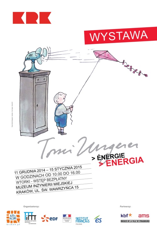 Tomi Ungerer, „Energia”, Muzeum Inżynierii Miejskiej w Krakowie, plakat wystawy (źródło: materiały prasowe organizatora)