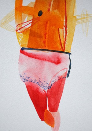 Agata Czeremuszkin-Chrut, „Joga shorts”, 2014, akwarela na papierze (źródło: materiały prasowe organizatora)