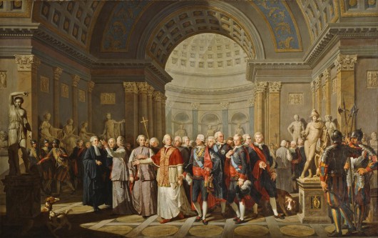 Bénigne Gagneraux, „Papież Pius VI pokazuje królowi Gustawowi III Galerie Watykańskie”, 1785, Nationalmuseum w Sztokholmie, fot. Erik Cornelius (źródło: materiały prasowe)