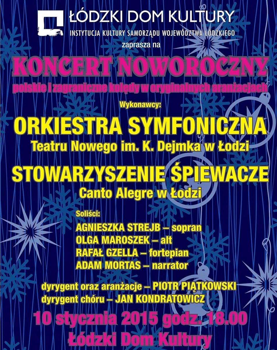 Koncert Noworoczny orkiestry Teatru Nowego im. Kazimierza Dejmka w Łodzi – plakat (źródło: materiały prasowe organizatora)